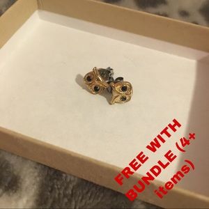 Gold Black Owls Faces Earrings Studs Jewelry